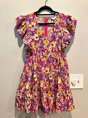 entro Floral Ruffle Sleeve Mini Dress Size Small